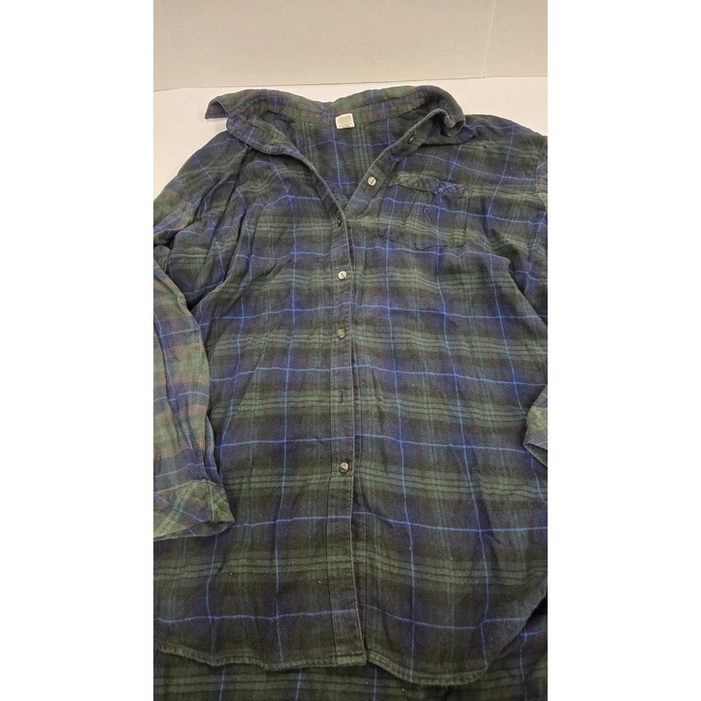 Vintage Calvin Klein CK Flannel Shirt Large Plaid Green Blue Cotton 90s Grunge